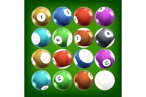 Billiard Balls With Numbers Gamble Tool Set Vector (2228561) | Icons ...