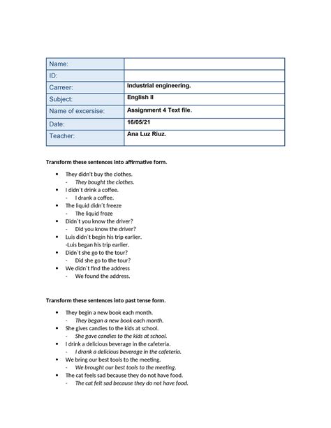 U2 Sentences Inglés 2 Assignment 4 Text File Name Id Carreer