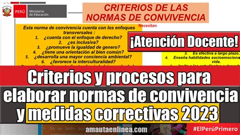 Criterios Y Procesos Para Elaborar Normas De Convivencia Y Medidas Correctivas 2023