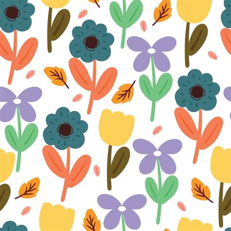 Sin Costura Modelo Dibujos Animados Flor Y Hojas Botánico Fondo De Pantalla Para Textil Regalo