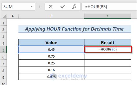 How To Use The Hour Function In Excel 7 Examples