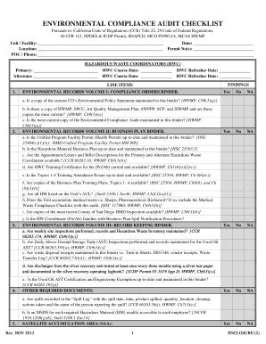 Environmental Compliance Audit Checklist Template Fill And