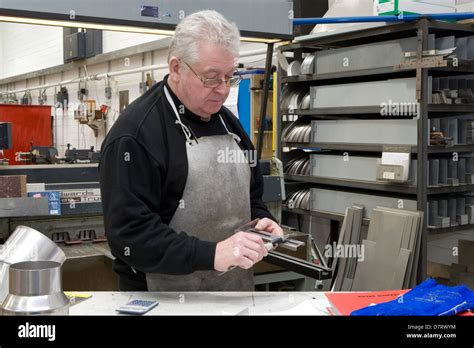 Sheet Metal Worker In Workshop Stock Photo Alamy