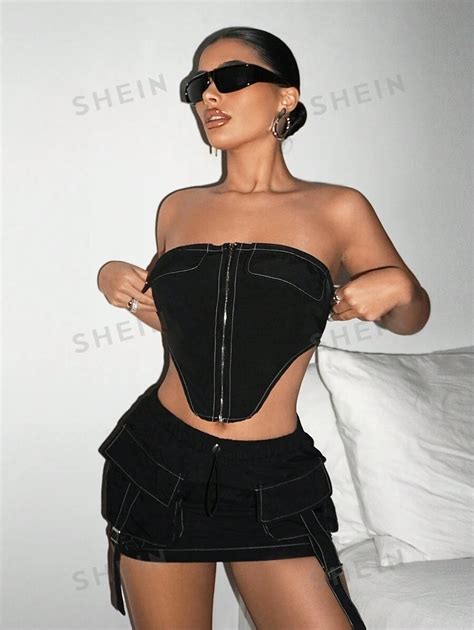 Shein X Breakaway Shein Icon Conjunto De Top Sin Tirantes Con