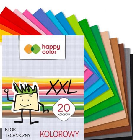 Blok Techniczny XXL KOLOR Szkolny A4 170g 20 Kartek Happy Color 7009