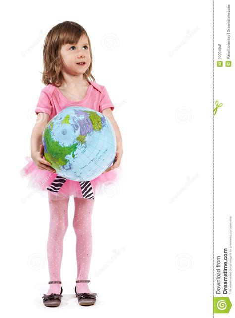 Petite Fille Avec Le Bille Globe Gonflable Photo Stock Image Du Main