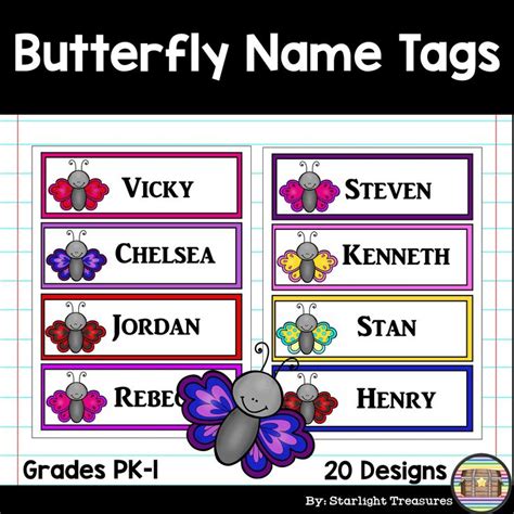 Butterfly Desk Name Tags Editable Name Tags Desk Name Tags Name