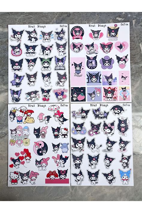 Hiras Dizayn Kuromi Sticker 4 Sayfa 70 Adet Sticker My Melody Hello