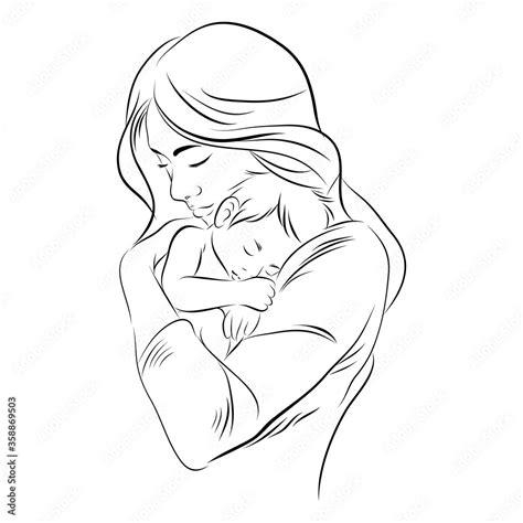 Mother And Baby Vector Illustration Isolated On White Background Stock