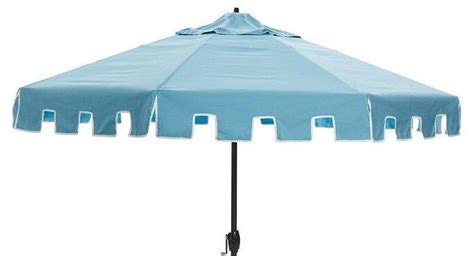 Nina Mineral Blue Scalloped Patio Umbrella