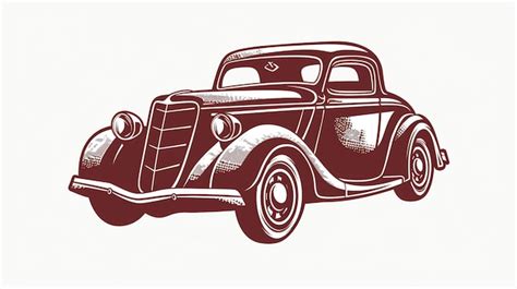 Premium Photo | A red vintage car drawn in a cartoon style