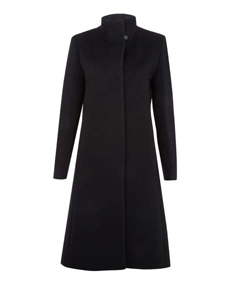 Lyst Cinzia Rocca Black Asymmetric Funnel Neck Wool Coat In Black