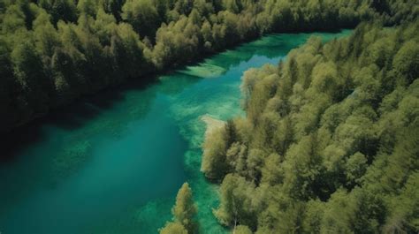 Premium AI Image A River Running Through A Lush Green Forest