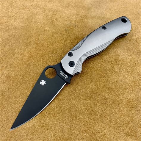 Spyderco Paramilitary 2 C81gpbk2 W Custom Titanium Beadblast Scales