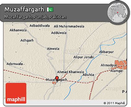 Free Shaded Relief Panoramic Map of Muzaffargarh