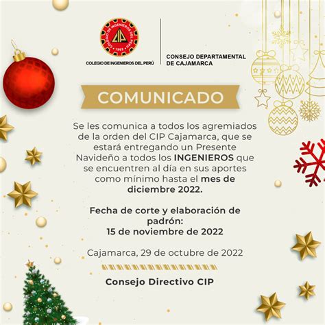 Comunicado Presente Navide O Colegio De Ingenieros Del Per