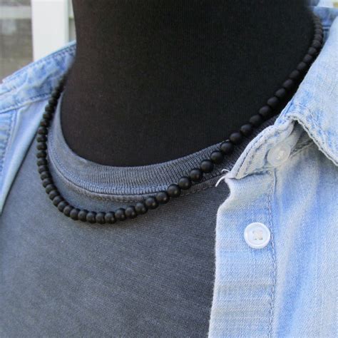 Black Matte Onyx Necklace Etsy