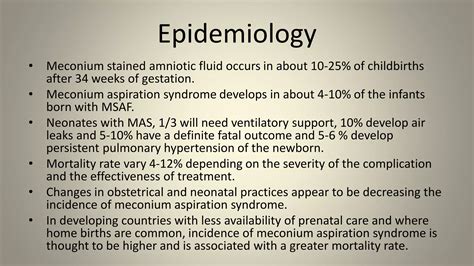 Meconium Stained Amniotic Fluid Aspiration Syndrome Ppt