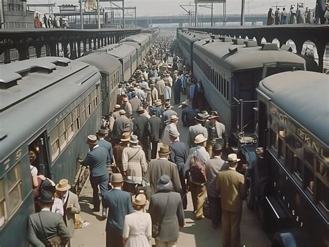 Premium AI Image | Passengers wait for the train at Hudson River Station in New York