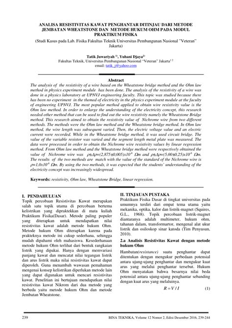 PDF ANALISA RESISTIVITAS KAWAT PENGHANTAR DITINJAU DARI METODE