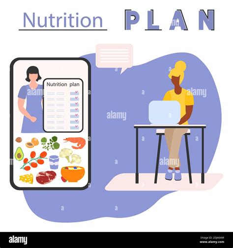 Vector Illustration Nutrition Consultant Online Explains Diet To Human Proper Nutrition