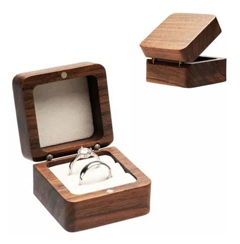 Caja De Madera Nogal Para Dos Anillos De Boda O Compromiso Meses Sin