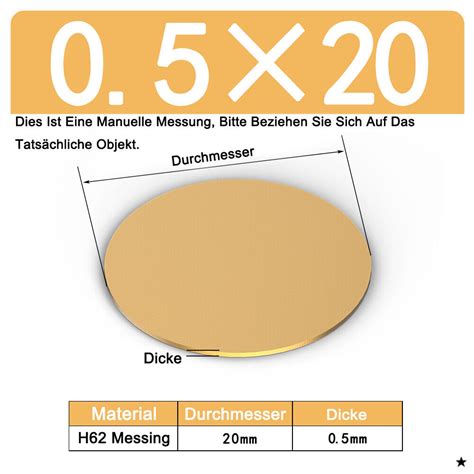 H Messing Scheiben Runde Platte Scheiben St Rke Mm