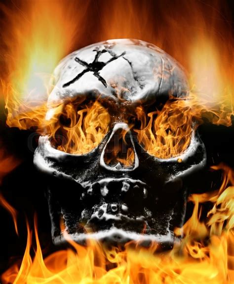 Very scary flaming skull. Concept of ... | Stock image | Colourbox