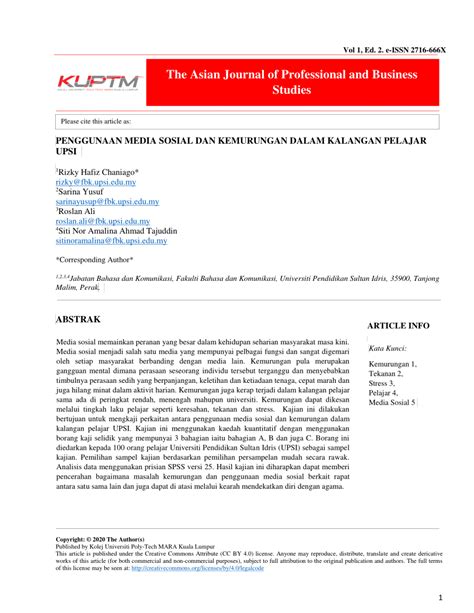 PDF PENGGUNAAN MEDIA SOSIAL DAN KEMURUNGAN DALAM KALANGAN PELAJAR UPSI