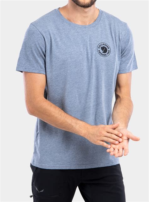 Tricou Barbati Fjallraven Logo T Shirt Uncle Blue Melange