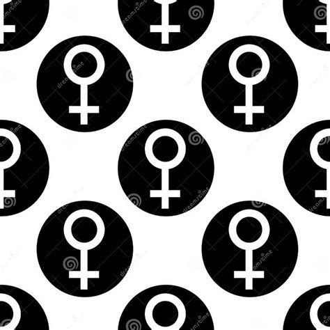 Seamless Pattern Sex Symbols Gender Woman Flat Symbols White Female Abstract Symbols In Black