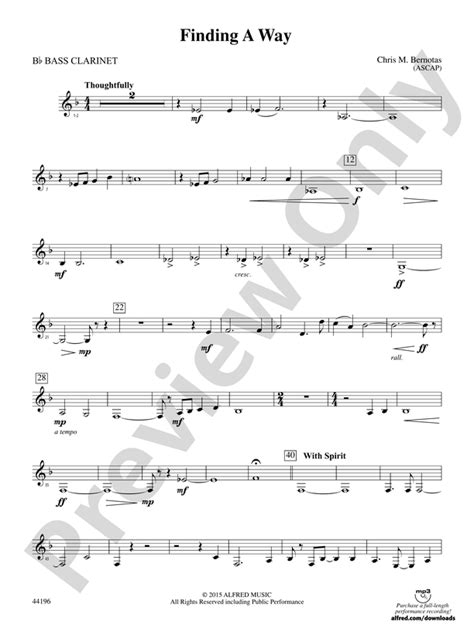 Finding A Way B Flat Bass Clarinet B Flat Bass Clarinet Part Digital Sheet Music Download