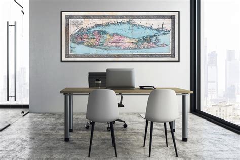 Vintage Map of Long Island, Long Island Wall Map, Old Long Island Wall ...