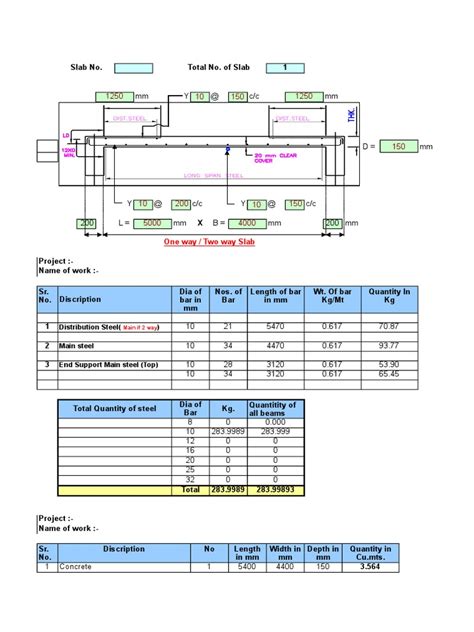 Slab Estimate Xls Building Concrete