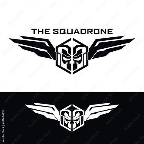 skull wings logo squadrone tactical skull  wings logo design stock