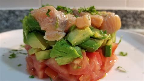 Tartar De Salm N Aguacate Y Tomate Receta F Cil Y Deliciosa Youtube