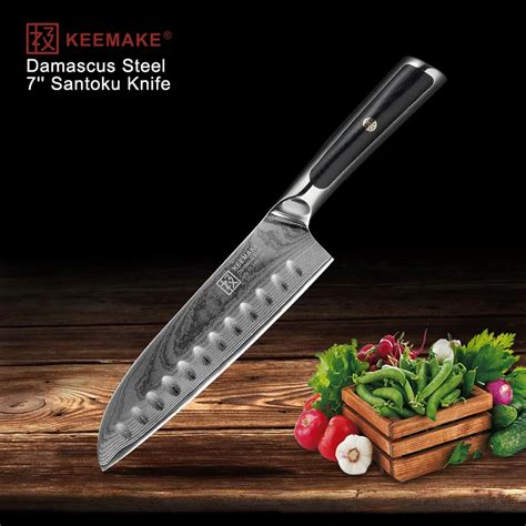 7 KEEMAKE Santoku Faca De Aço De Damasco Japonês VG10 G10 Handle