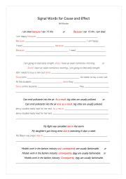 Cause And Effect Signal Words Esl Worksheet By Mara Brown