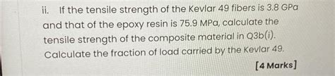 Solved Ii If The Tensile Strength Of The Kevlar 49 Fibers