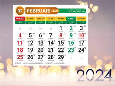 Tabel Lengkap Kalender Jawa Selama Februari 2024