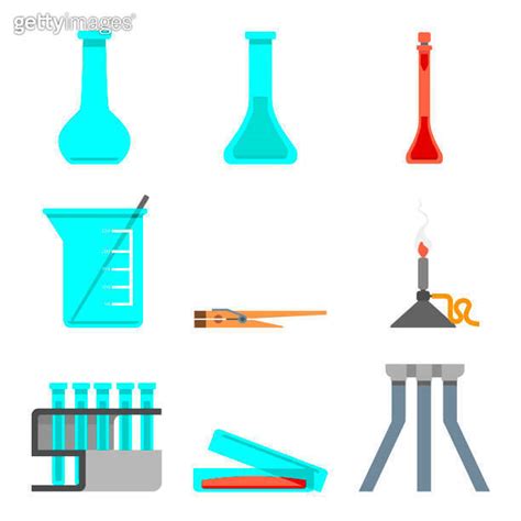 Scientific Set Of Laboratory Materials And Tools Flat Design Concept