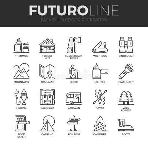 Linha Exterior ícones De Futuro Da Recreação Ajustados Ilustração Do