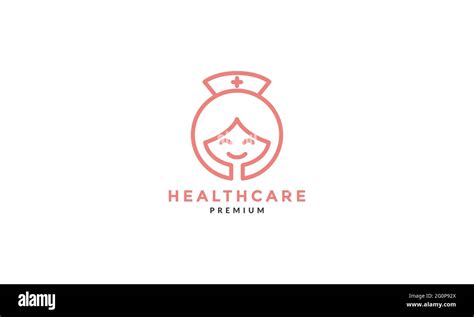 lines cute female nurse logo symbol vector icon illustration graphic ...