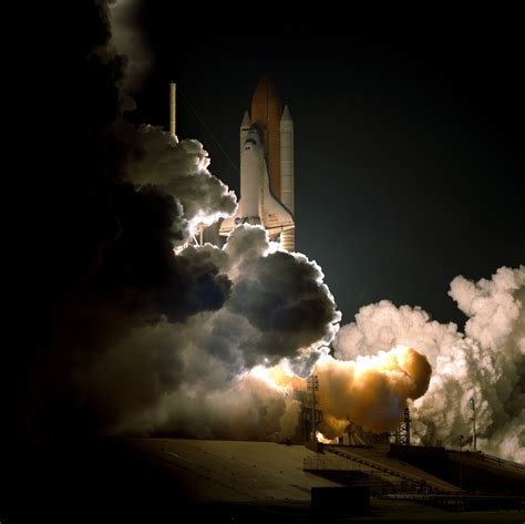 Atlantis Space Shuttle Launch Liftoff Night Smoke Free Image From