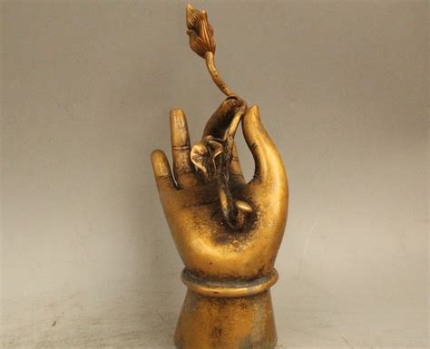 8 Tibet Tibet Budizm Din Bronz lotus çiçek Buda Heykeli El statue