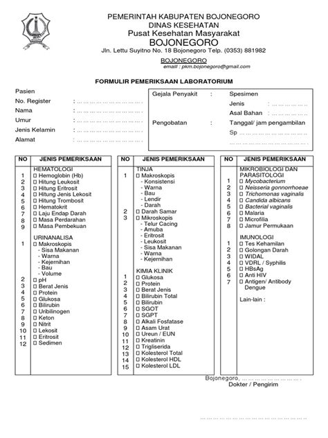 Formulir Pemeriksaan Laboratorium Pdf