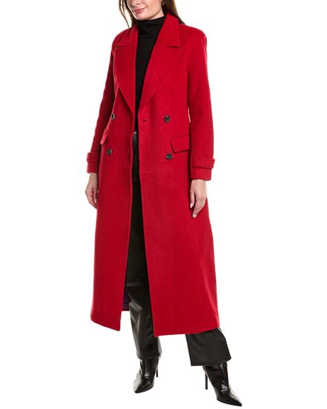 Avec Les Filles Double Breasted Longline Coat In Red Modesens