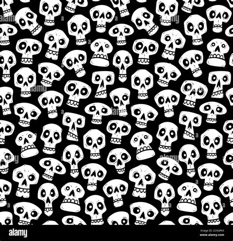 Calaveras sin costuras Cute halloween tirado a mano cráneos en estilo