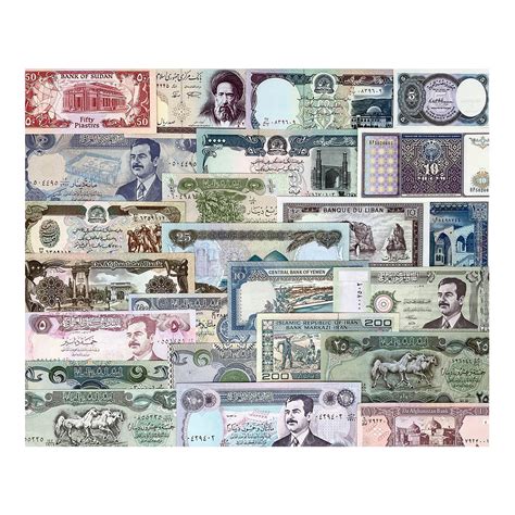 24 Banknotes From The Middle East World Paper Money Collection