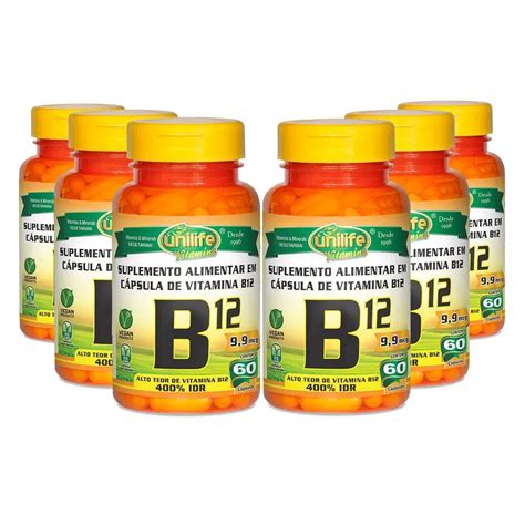 Kit 6x Vitamina B12 Cianocobalamina 60 Cápsulas Vegetarianas Unilife